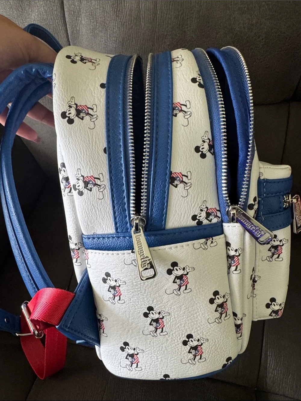Loungefly White, Blue & Red Mickey Mouse Mini Backpack